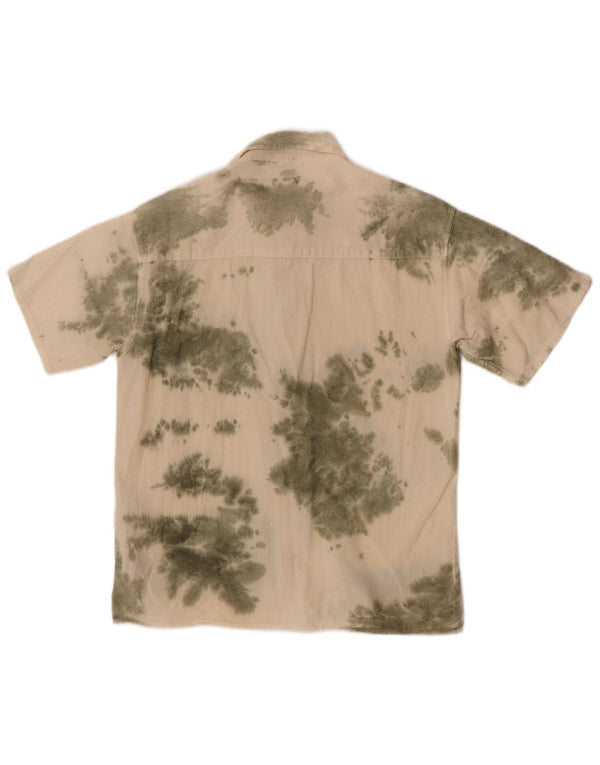 Zara Boys Short Sleeve Shirt 11-12 Years Beige Tie Dye Cotton