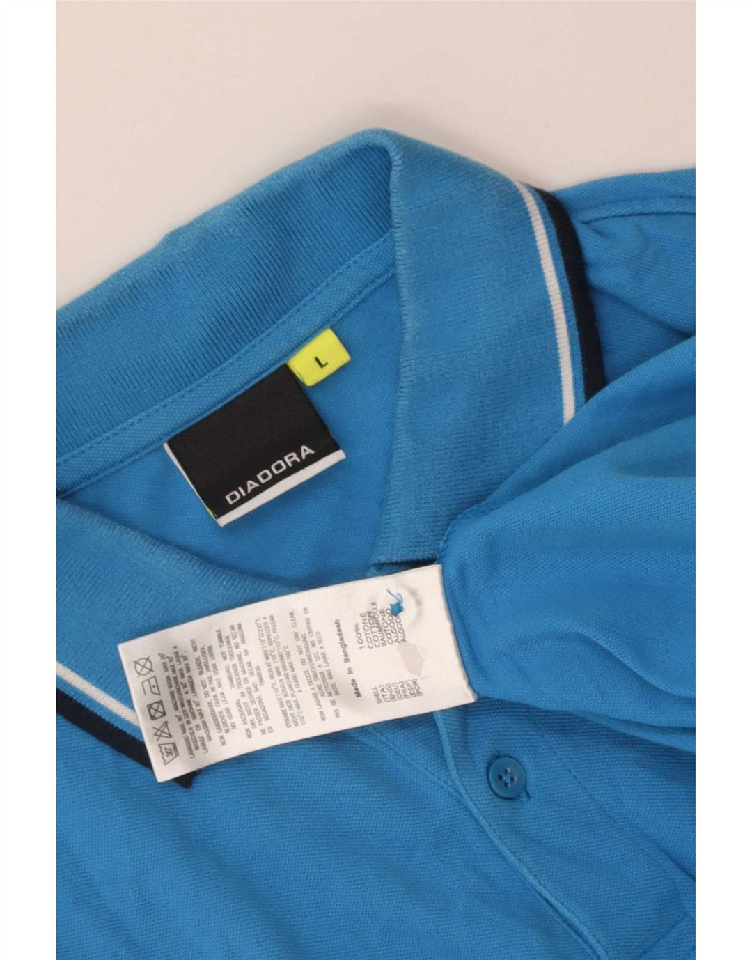 Diadora Mens Polo Shirt Large Blue Striped Cotton