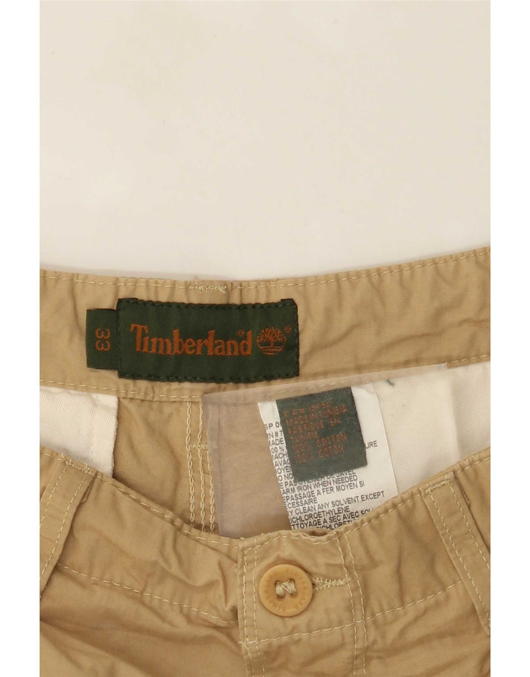 Timberland Mens Bootcut Cargo Trousers W33 L29 Beige Cotton