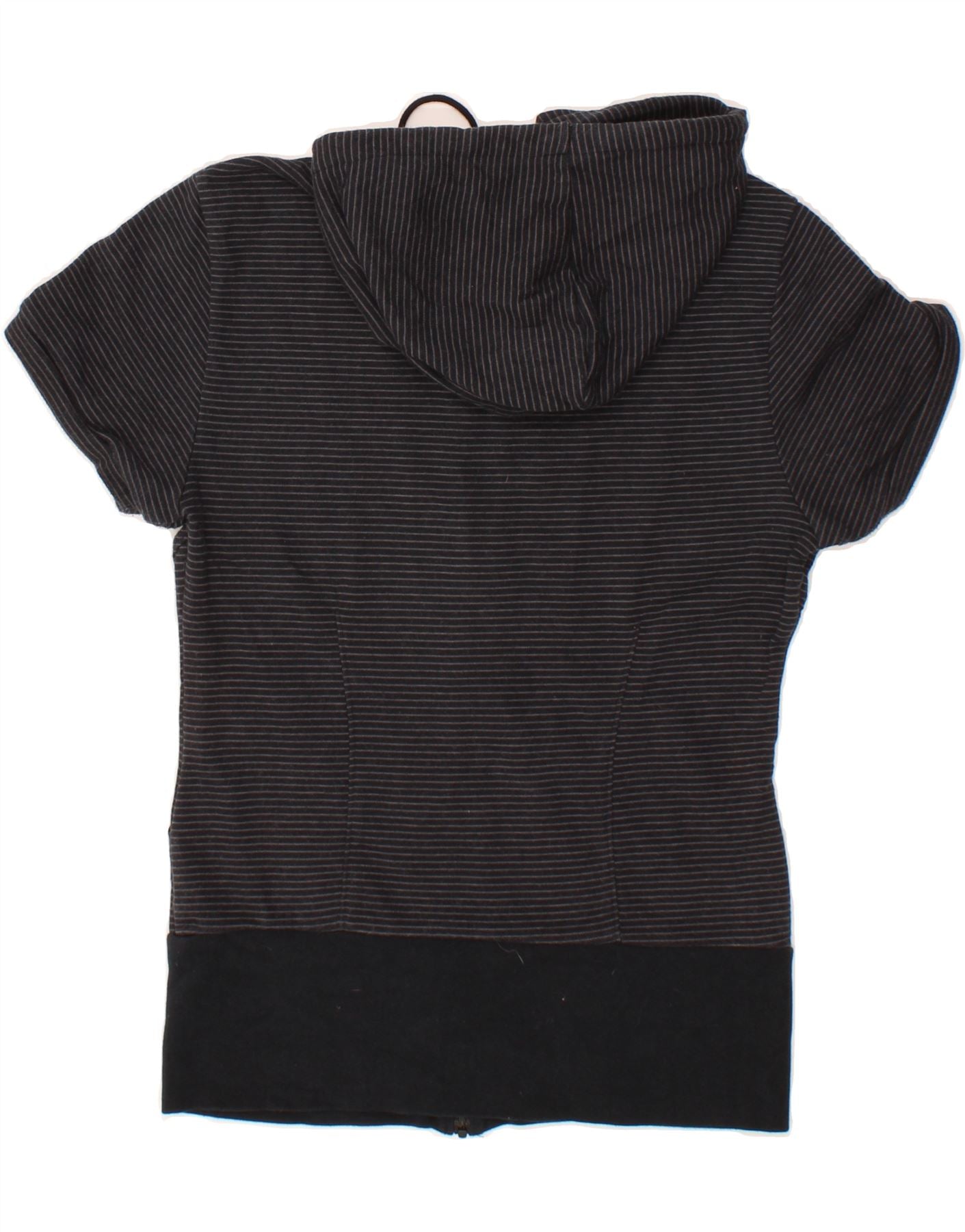 PUMA Womens Short Sleeve Zip Hoodie Sweater UK 12 Medium Black Striped