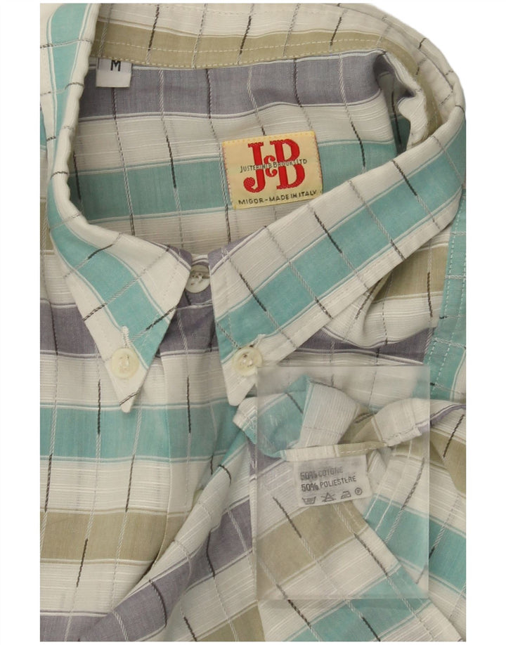 Vintage Mens Short Sleeve Shirt Medium Multicoloured Striped Cotton
