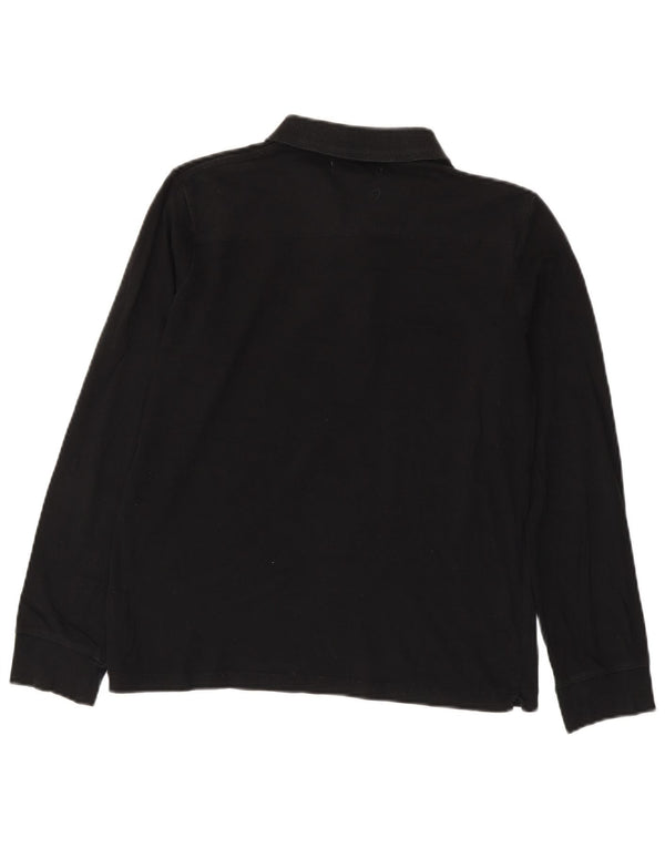 French Connection Mens Long Sleeve Polo Shirt Small Black