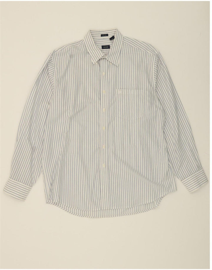 IZOD Mens Shirt XL Blue Striped Cotton Vintage Izod and Second-Hand Izod from Messina Hembry 