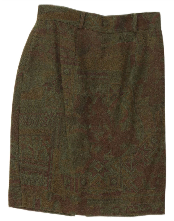 Vintage Womens Pencil Skirt W26 Small  Green Geometric