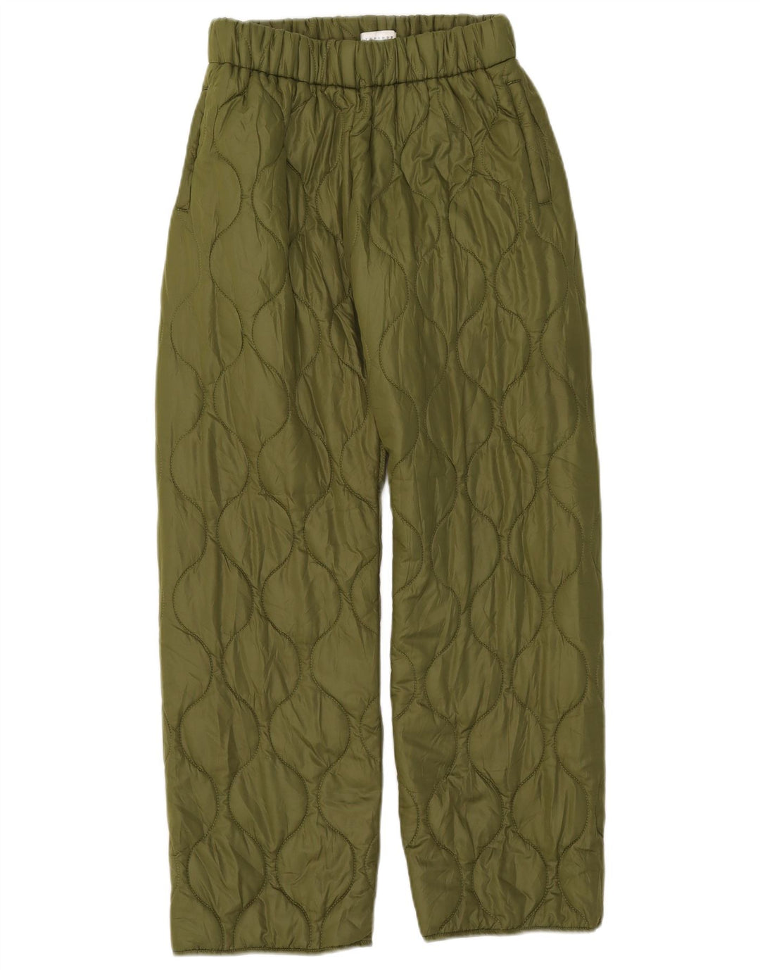 Topshop Womens Quilted Trousers XS W25 L30 Green Polyester