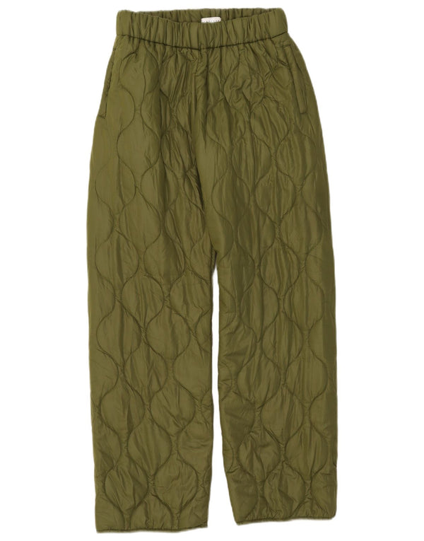 Topshop Womens Quilted Trousers XS W25 L30 Green Polyester