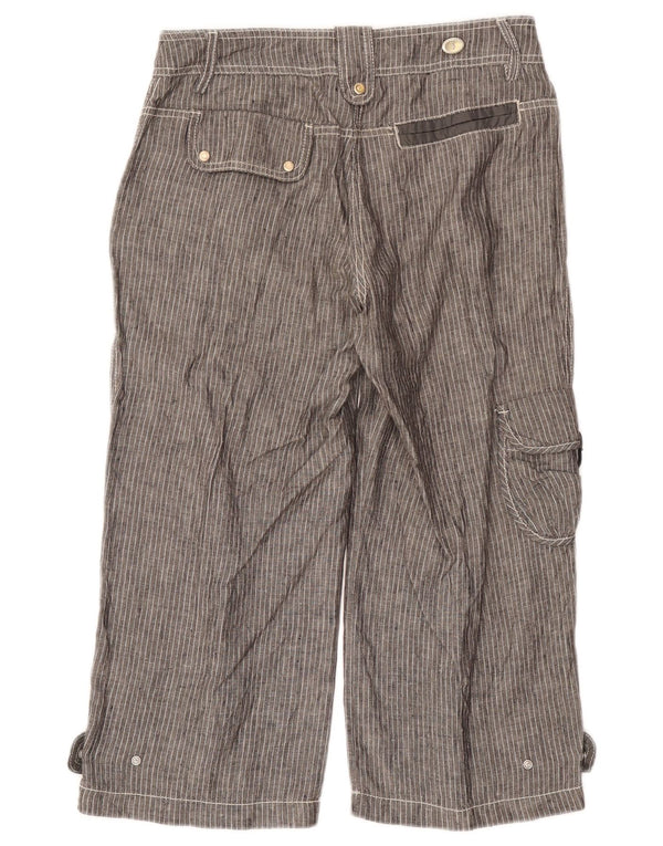 Trussardi Womens High Waist Cargo Capri Trousers W30 L20 Grey Pinstripe