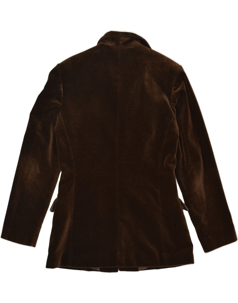 VINTAGE Womens Velvet 2 Button Blazer Jacket IT 42 Medium Brown Cotton | Vintage Vintage | Thrift | Second-Hand Vintage | Used Clothing | Messina Hembry 