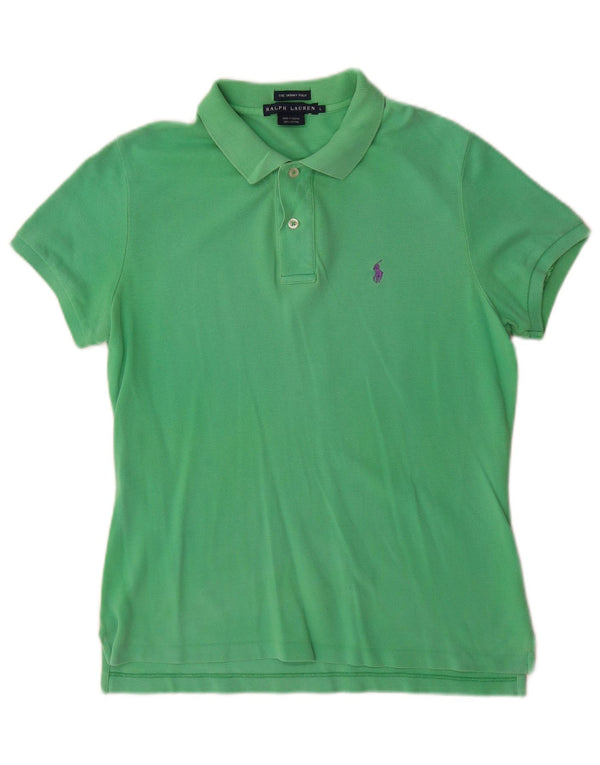 Ralph Lauren Womens Skinny Polo Shirt Large Green Cotton