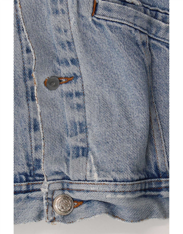 Rifle Mens Distressed Denim Jacket UK 42 XL Blue