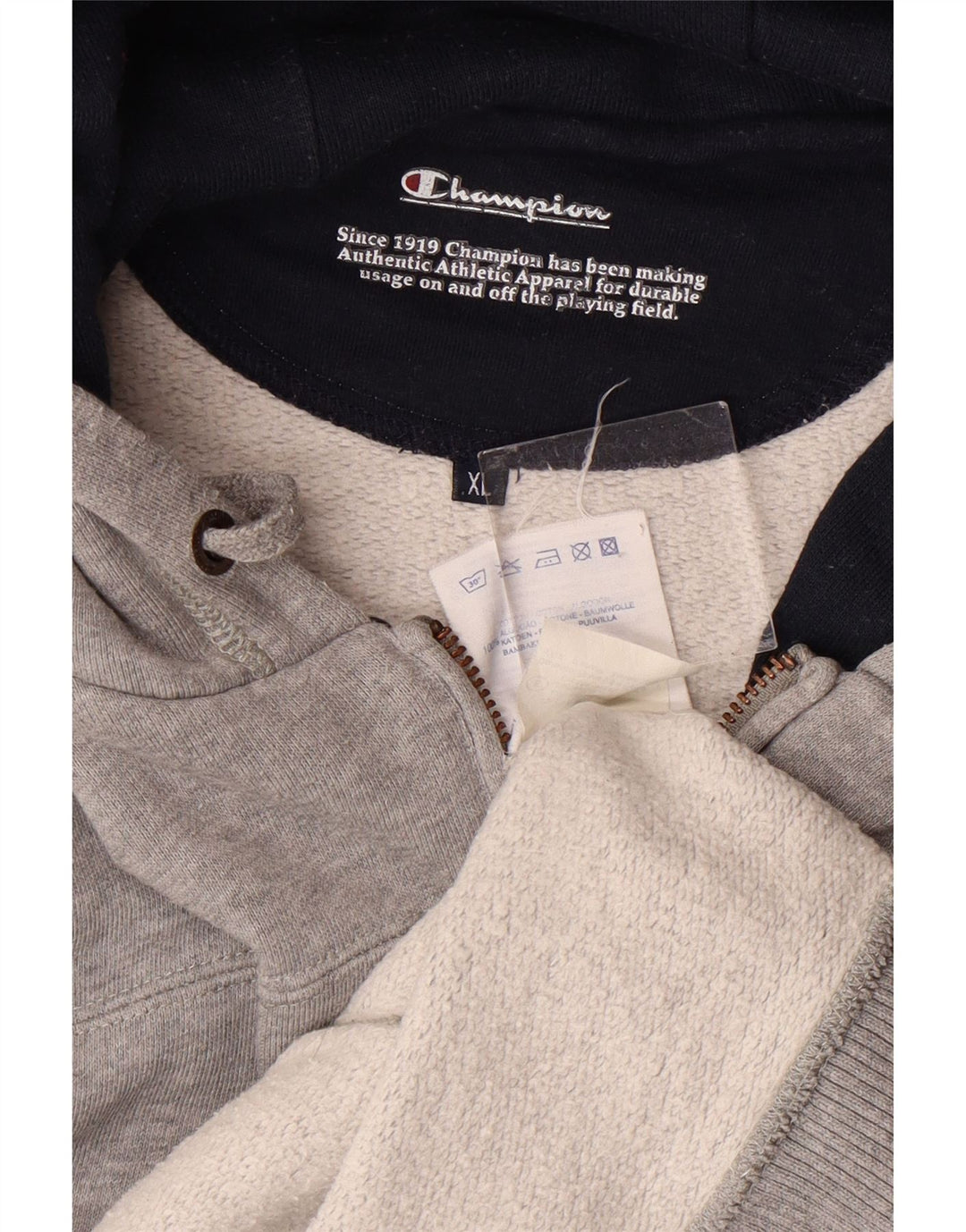 CHAMPION Womens Zip Hoodie Sweater UK 18 XL Grey Cotton