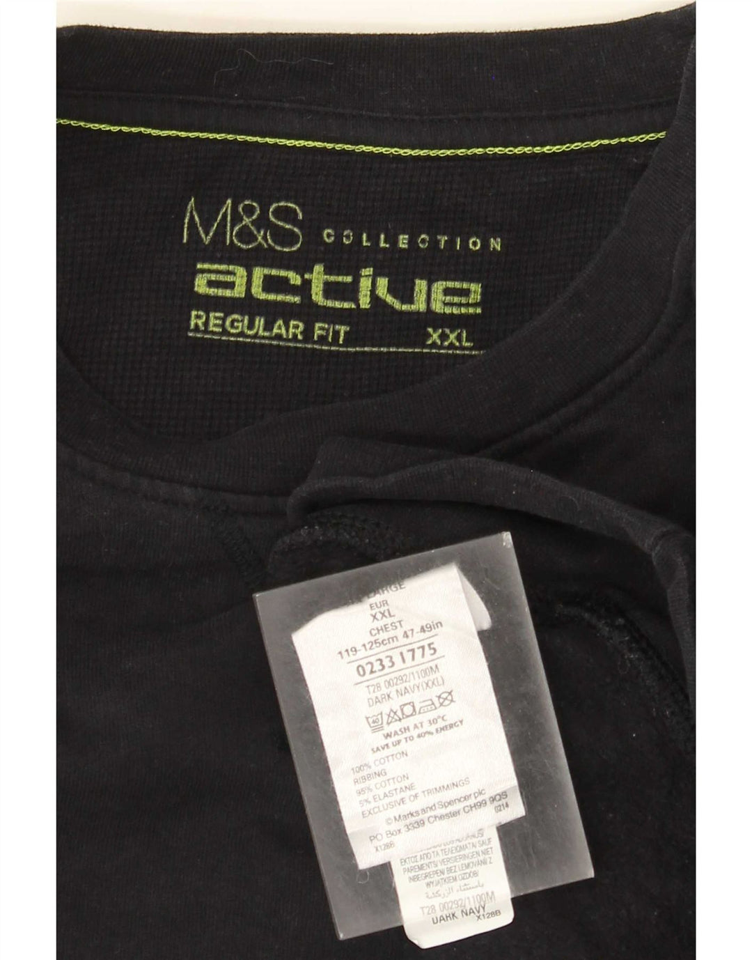 Marks & Spencer Mens Regular Fit Sweatshirt Jumper 2XL Navy Blue Cotton