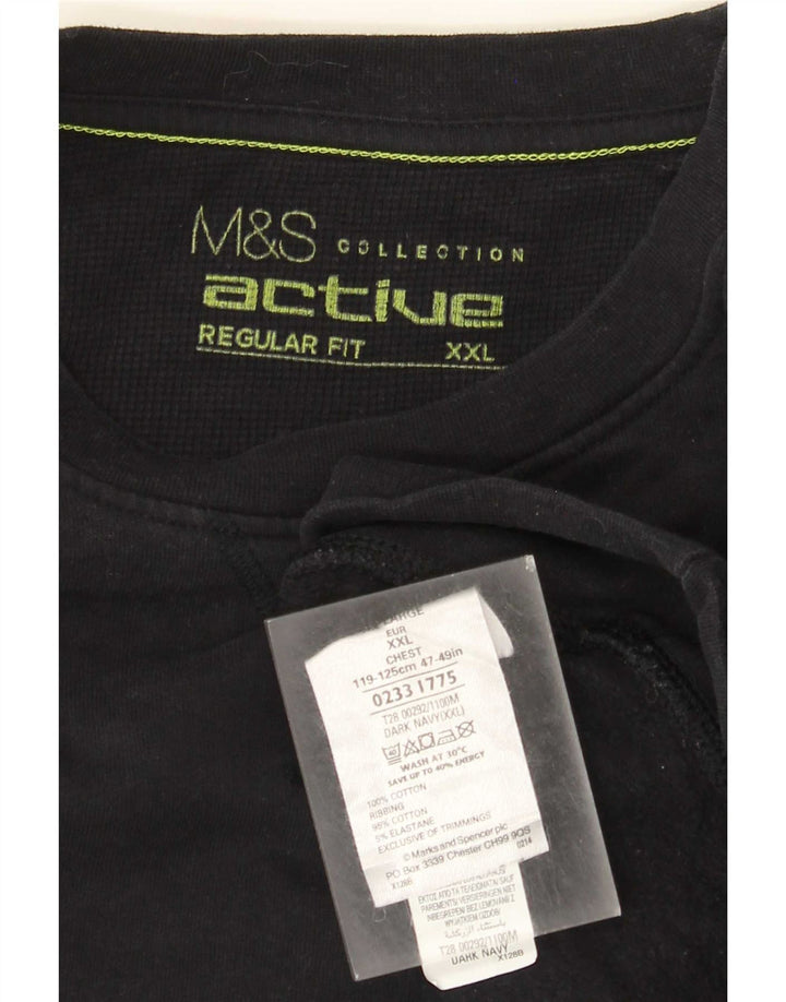 Marks & Spencer Mens Regular Fit Sweatshirt Jumper 2XL Navy Blue Cotton