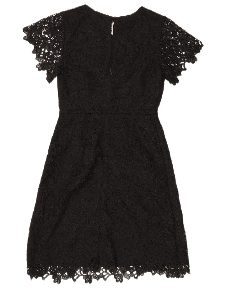 Marks & Spencer Womens Lace Sheath Dress UK 8 Small Black Floral Polyester