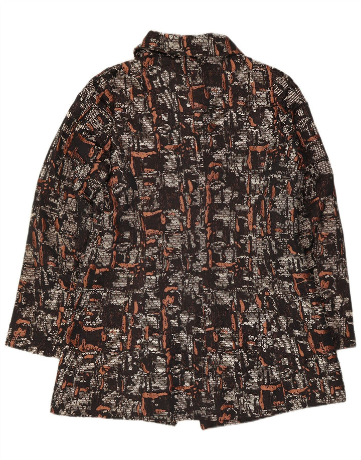 Benetton Womens Abstract Pattern Overcoat UK 10 Small Black Polyester