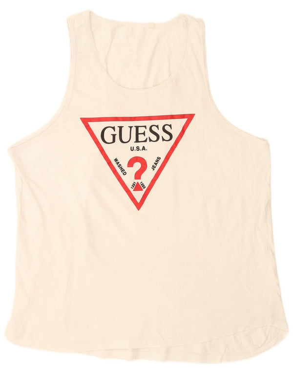 Guess Mens Graphic Vest Top Large White