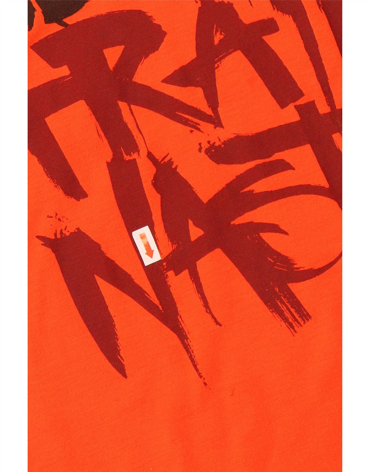 Adidas Mens Climalite Graphic T-Shirt Top Medium Orange Polyester