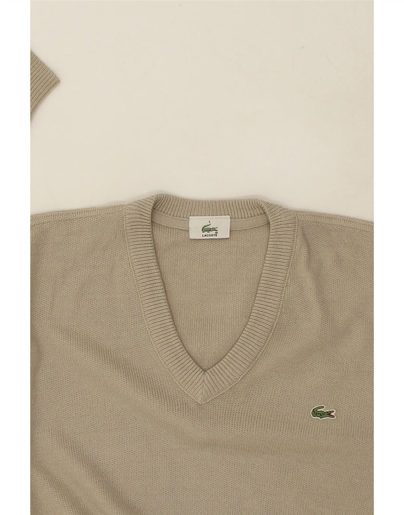 LACOSTE Mens V-Neck Jumper Sweater Size 5 Large Grey | Vintage Lacoste | Thrift | Second-Hand Lacoste | Used Clothing | Messina Hembry 