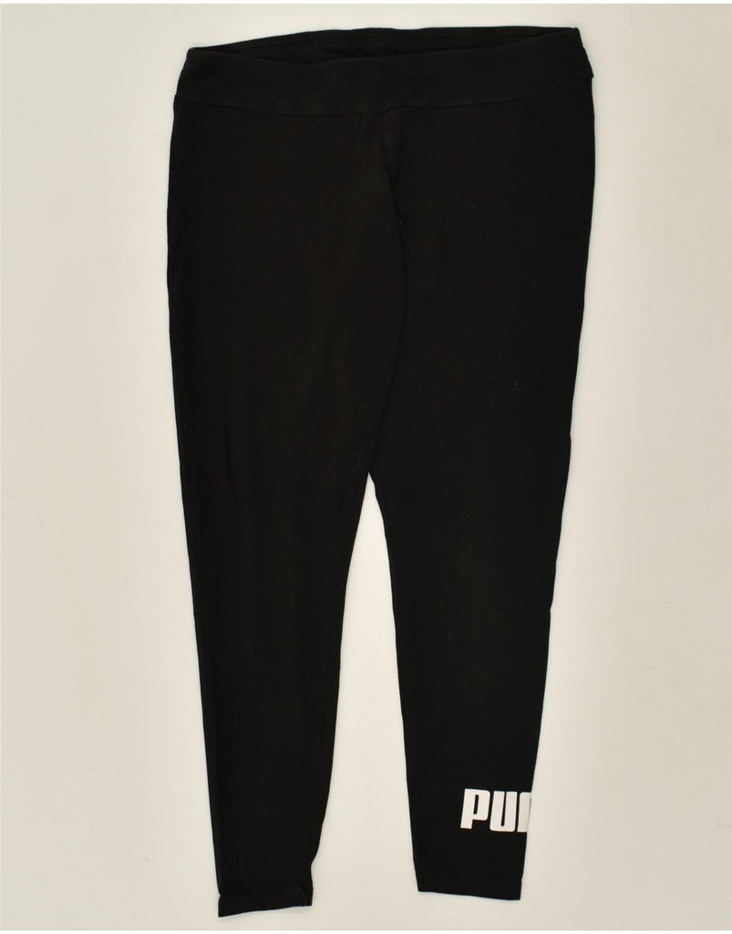 PUMA Womens Graphic Leggings UK 18 XL Black Cotton | Vintage Puma | Thrift | Second-Hand Puma | Used Clothing | Messina Hembry 