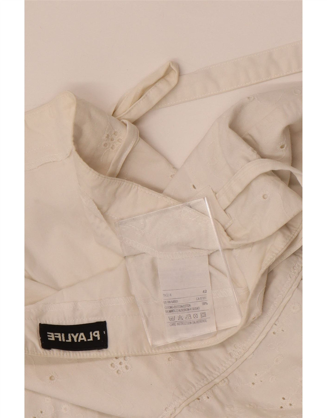 Playlife Womens A-Line Skirt IT 42 Medium W30 White Cotton