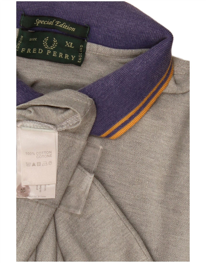 Fred Perry Mens Polo Shirt XL Grey Colourblock Cotton