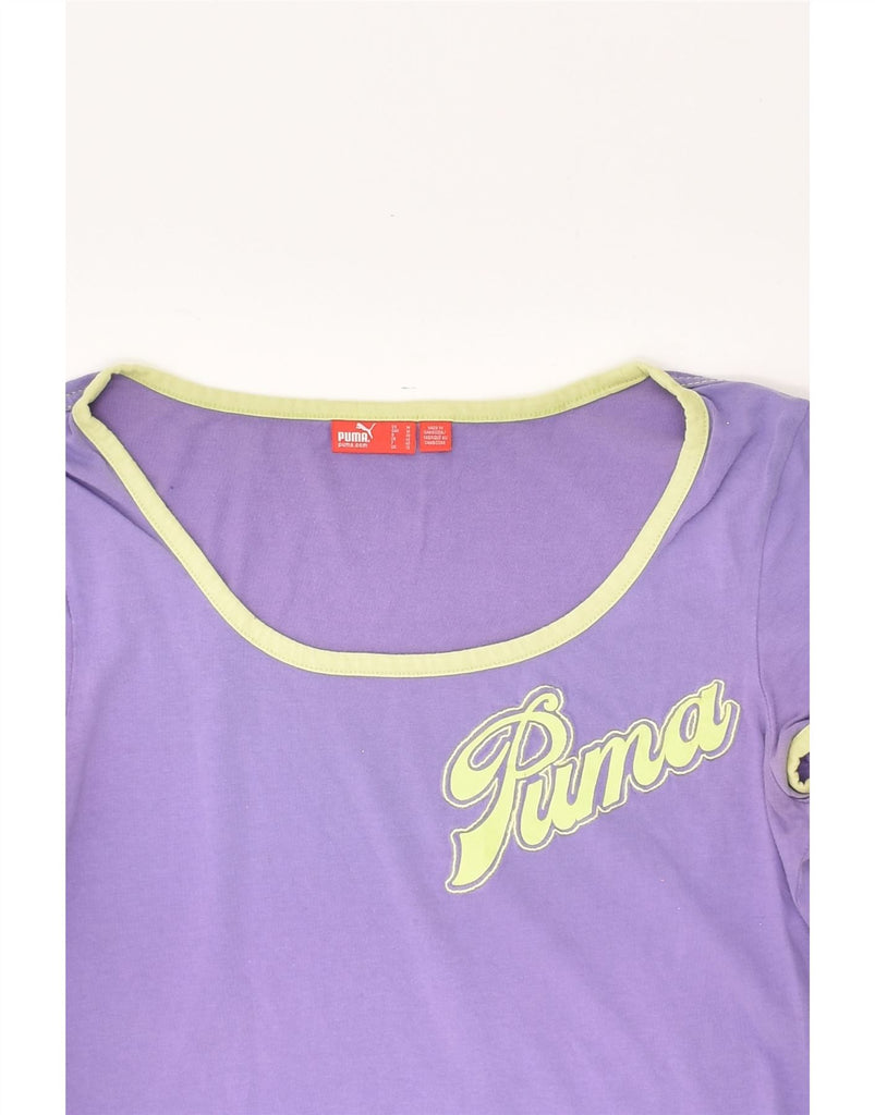 PUMA Womens Graphic T-Shirt Top UK 12 Medium Purple Cotton | Vintage Puma | Thrift | Second-Hand Puma | Used Clothing | Messina Hembry 