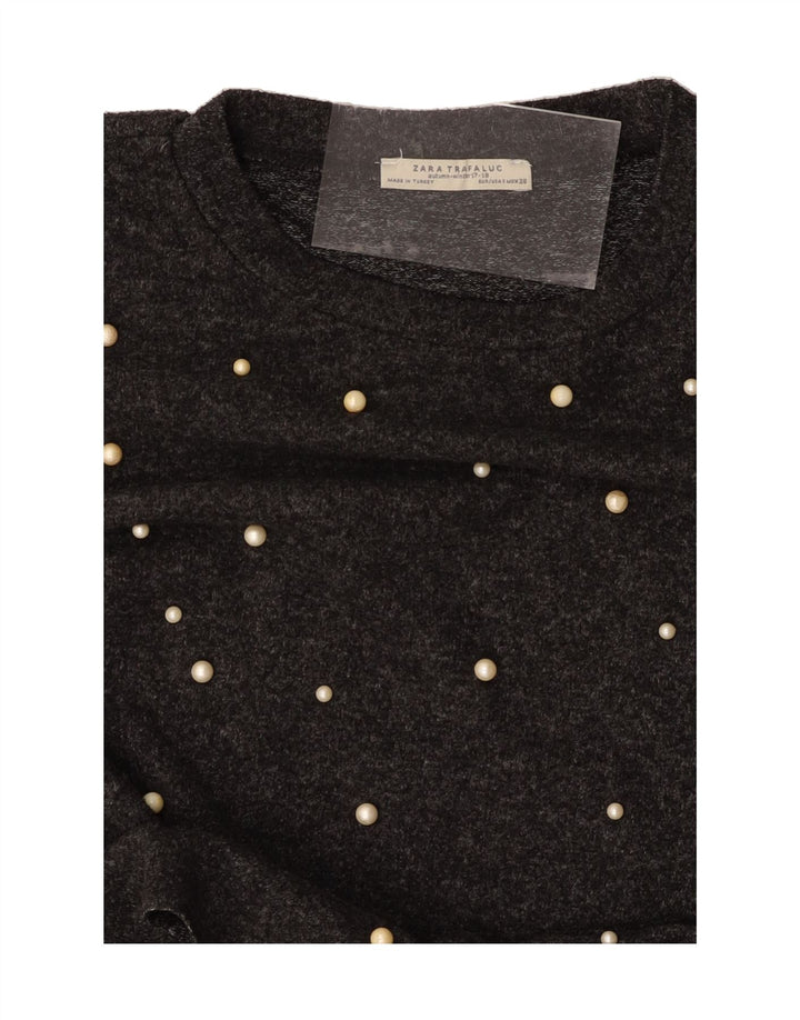 ZARA Womens Blouse Top UK 10 Small Grey Spotted Vintage Zara and Second-Hand Zara from Messina Hembry 
