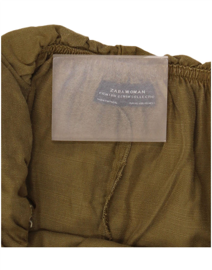 Zara Womens Off Shoulder Playsuit UK 6 XS Khaki