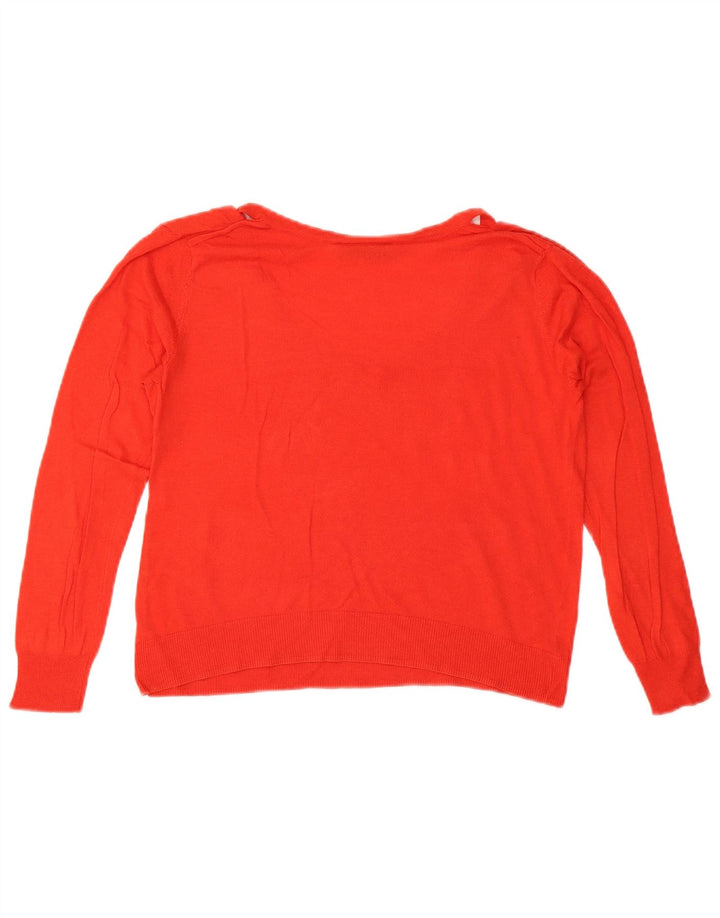 Zara Womens Crop V-Neck Jumper Sweater UK 14 Medium Red