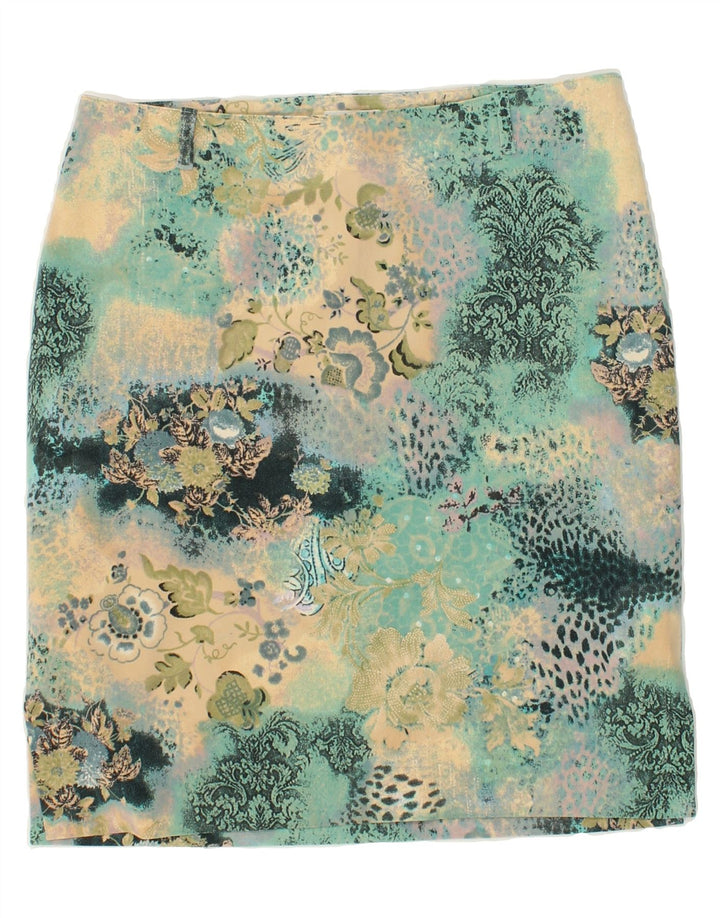 VINTAGE Womens Straight Skirt IT 42 Medium W30 Beige Floral Polyester | Vintage Vintage | Thrift | Second-Hand Vintage | Used Clothing | Messina Hembry 