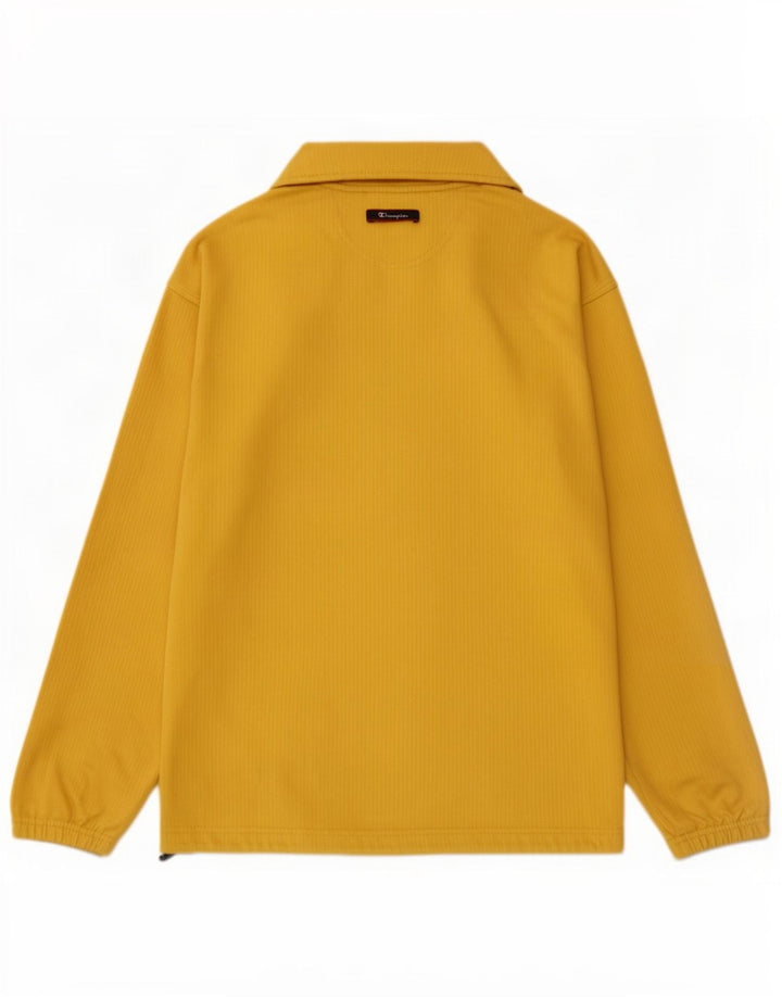 Champion Mens Zip Neck Sweatshirt Jumper Large Yellow Cotton
