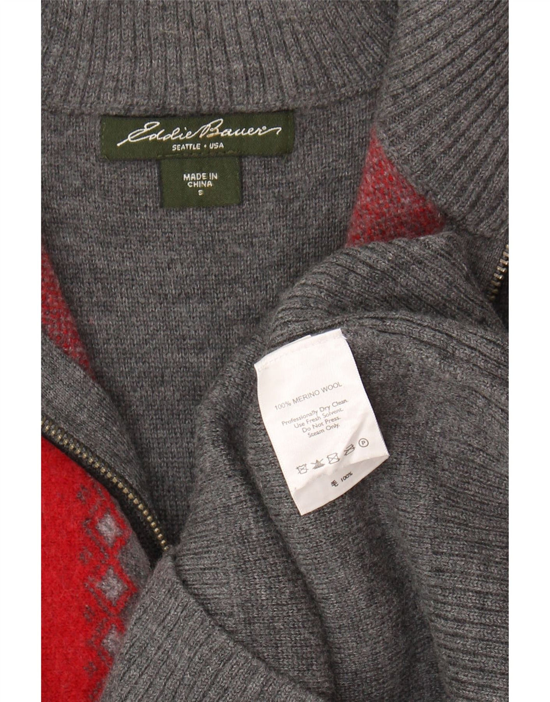 EDDIE BAUER Womens Seattle Zip Neck Jumper Sweater UK 10 Small Grey Vintage Eddie Bauer and Second-Hand Eddie Bauer from Messina Hembry 