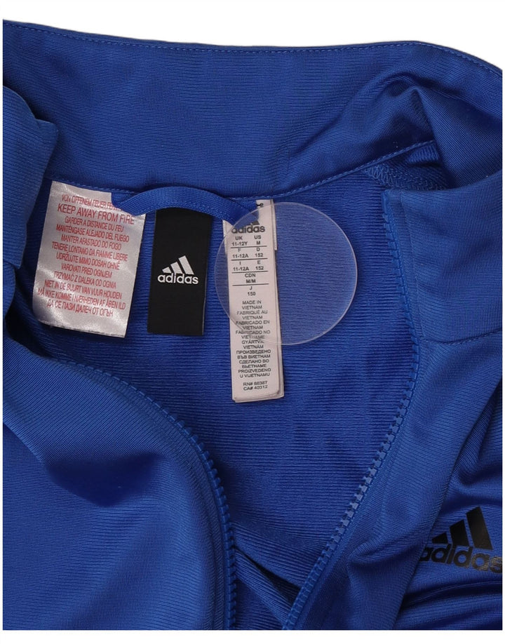 Adidas Boys Tracksuit Top Jacket 11-12 Years Blue Polyester