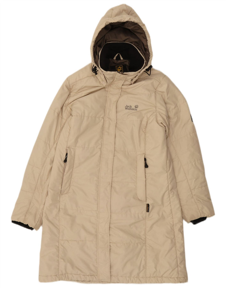 Jack Wolfskin Womens Hooded Padded Coat UK 12 /14 Medium Off White