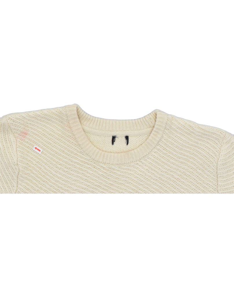 VINTAGE Womens Crew Neck Jumper Sweater UK 16 Large Beige Acrylic | Vintage | Thrift | Second-Hand | Used Clothing | Messina Hembry 