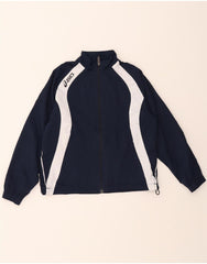 ASICS Boys Tracksuit Top Jacket 9-10 Years Medium Navy Blue Colourblock