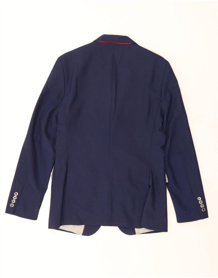 Zara Mens 2 Button Blazer Jacket IT 48 Medium Navy Blue Wool