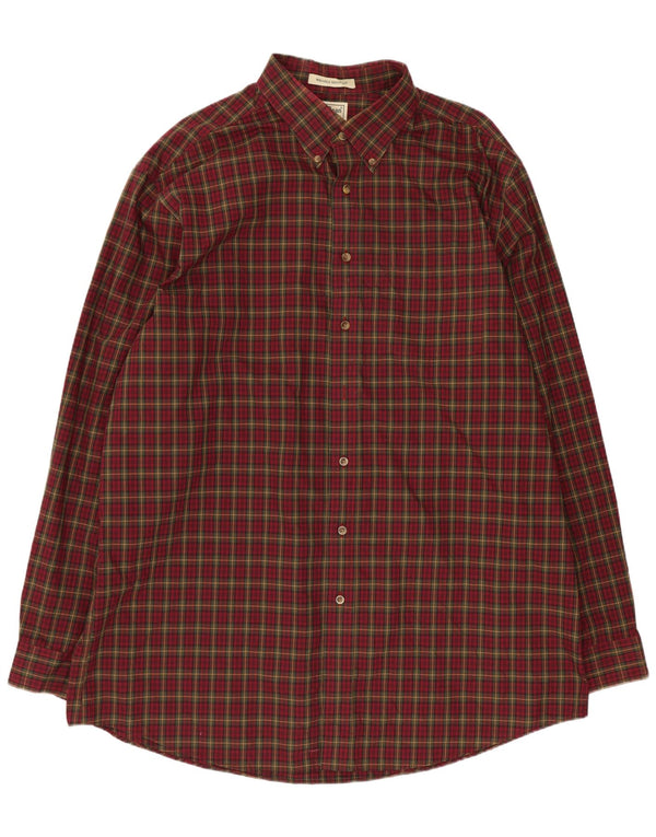 L.L.Bean Mens Tall Shirt XL Burgundy Check Cotton