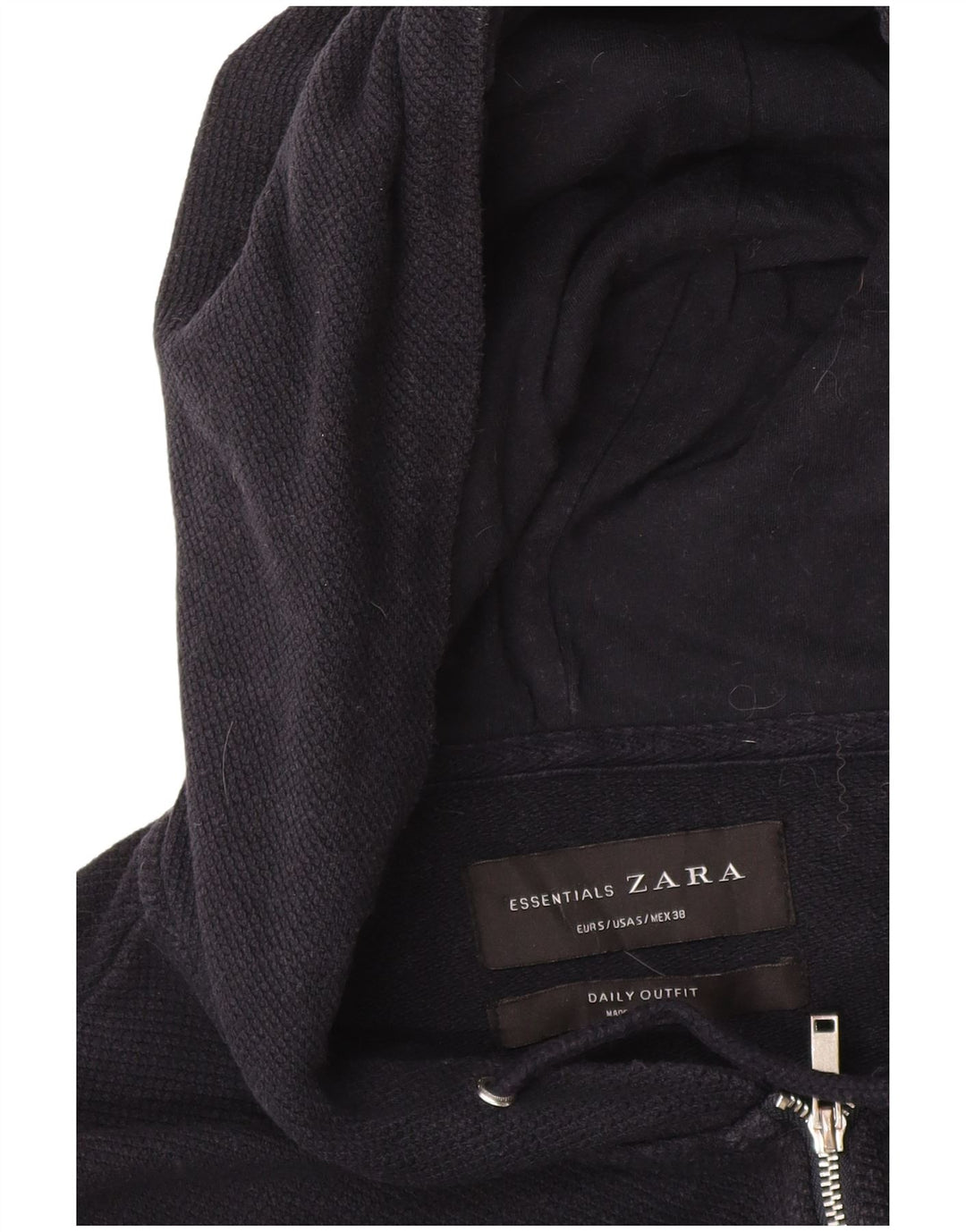 Zara Mens Zip Hoodie Sweater Small Navy Blue