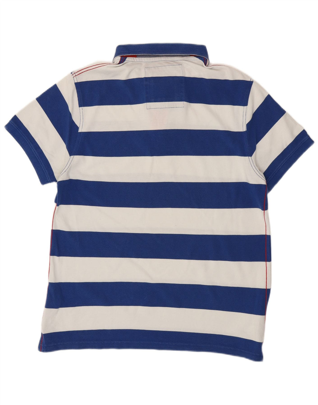 CREW CLOTHING Mens Polo Shirt Large Blue Striped Cotton