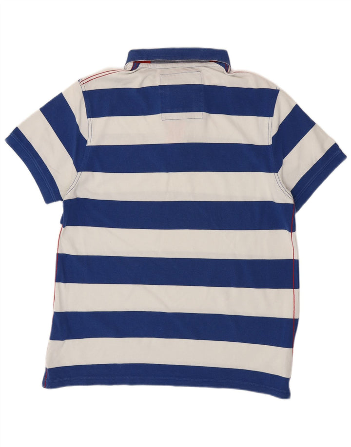 CREW CLOTHING Mens Polo Shirt Large Blue Striped Cotton