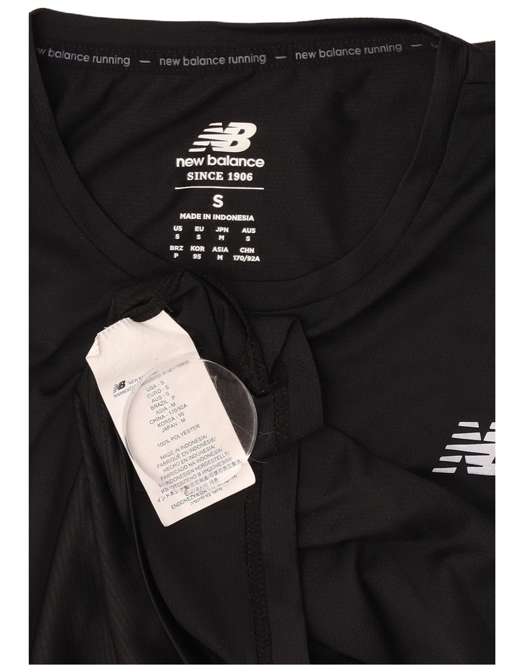 New Balance Mens T-Shirt Top Small Black Polyester