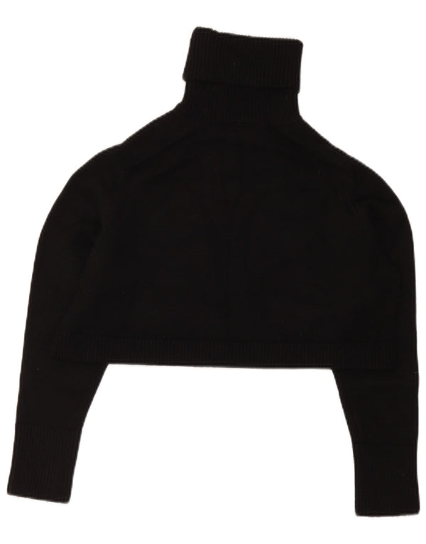 Zara Womens Roll Neck Crop Top UK 10 Small Black Viscose