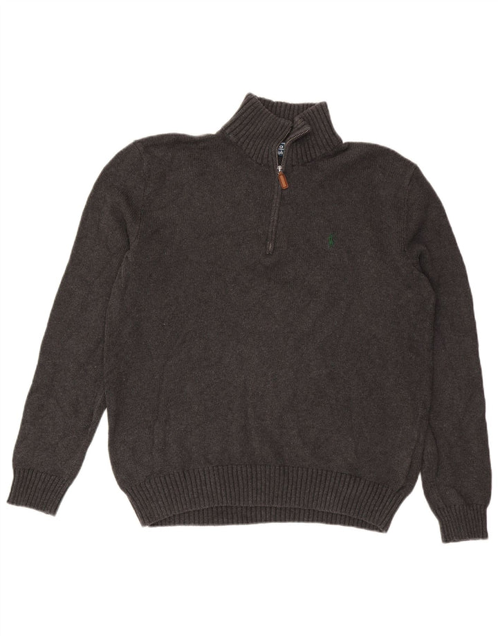 Polo Ralph Lauren Mens Zip Neck Jumper Sweater Medium Grey Cotton