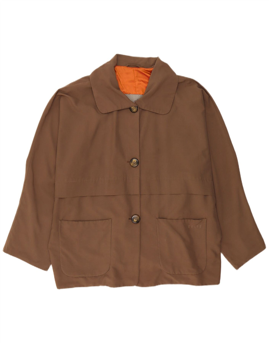Belfe Womens 3 Button Oversized Utility Jacket EU 44 XL Brown Nylon