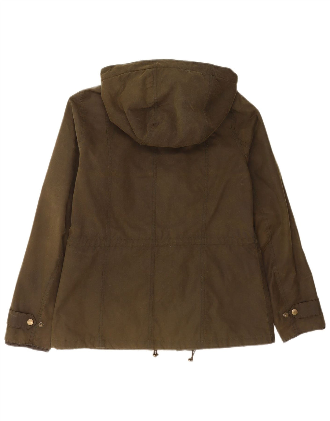 Barbour Womens Hooded Waxed Cotton Jacket UK 12 Medium Khaki