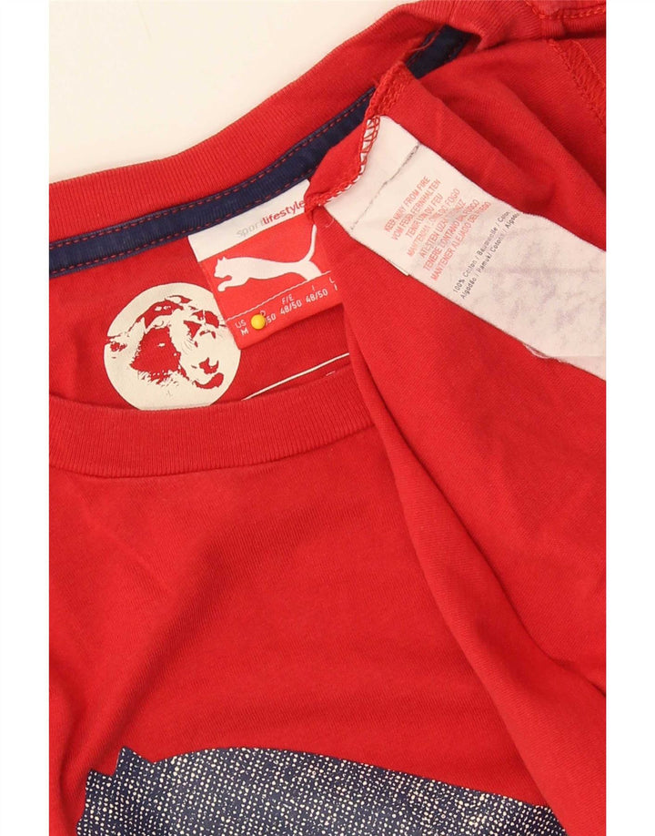 Puma Mens Graphic T-Shirt Top Medium Red Cotton
