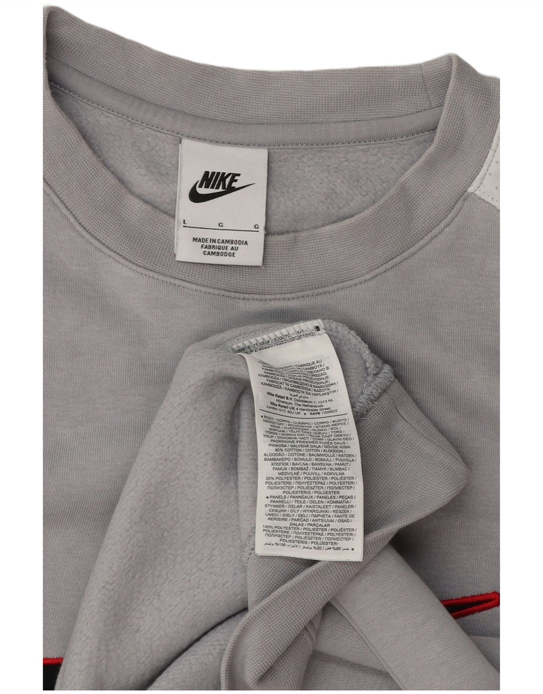 Nike Mens Graphic Sweatshirt Jumper Large Grey Colourblock Polyester