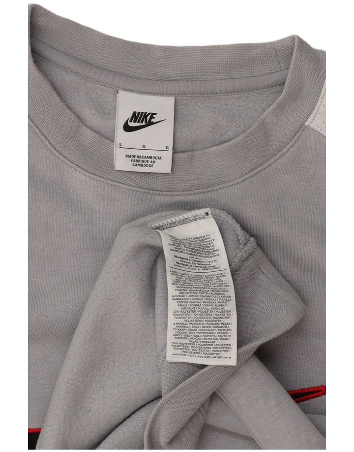 Nike Mens Graphic Sweatshirt Jumper Large Grey Colourblock Polyester
