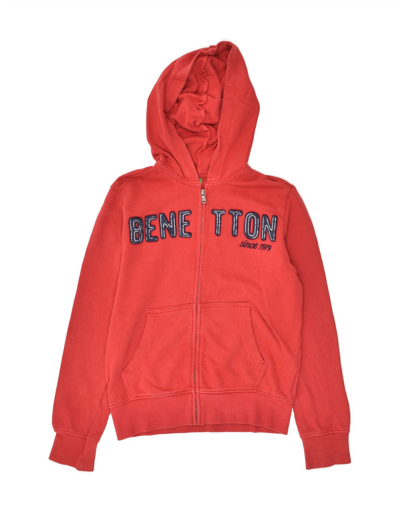 BENETTON Boys Graphic Zip Hoodie Sweater 10-11 Years XL  Red Cotton | Vintage Benetton | Thrift | Second-Hand Benetton | Used Clothing | Messina Hembry 